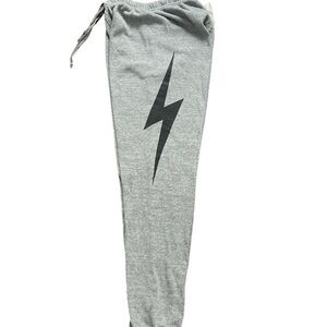 Aviator Nation Gray Joggers with Black Lightning